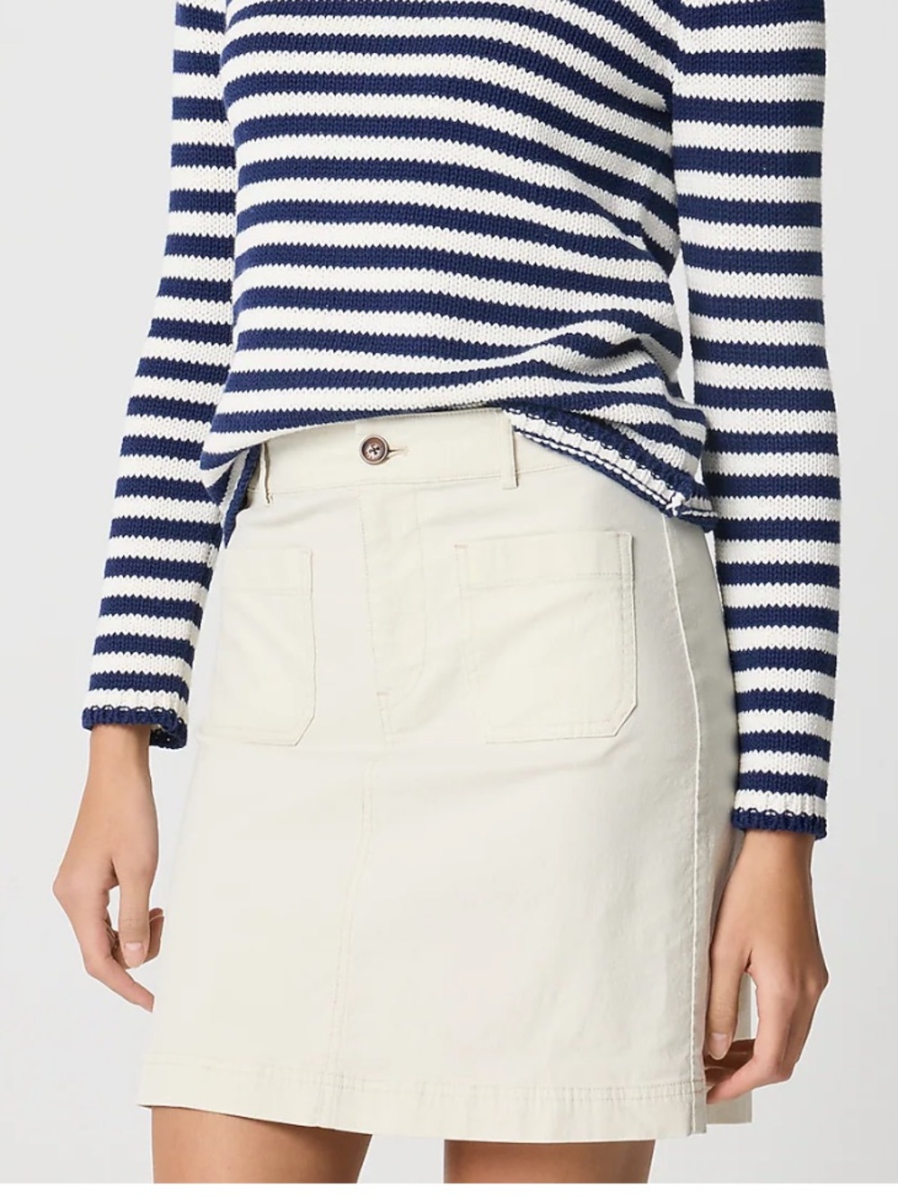 J. Crew Factory Lizzie Patch Pocket Mini Skirt Natural Casual Cotton Linen 10